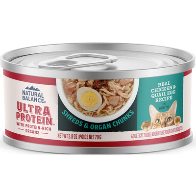 Natural Balance Nb Ultra Protein Shred Wet Cat Food in Broth, Chicken/Quail, 2.8 oz - Canned
