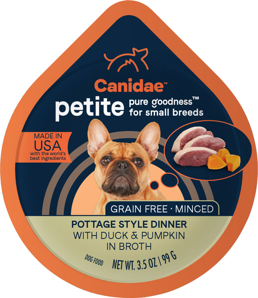 Canidae Pure Petite SM Breed Minced Grain Free Dog Food, Duck/Pumpkin, 3.5 oz - Canned