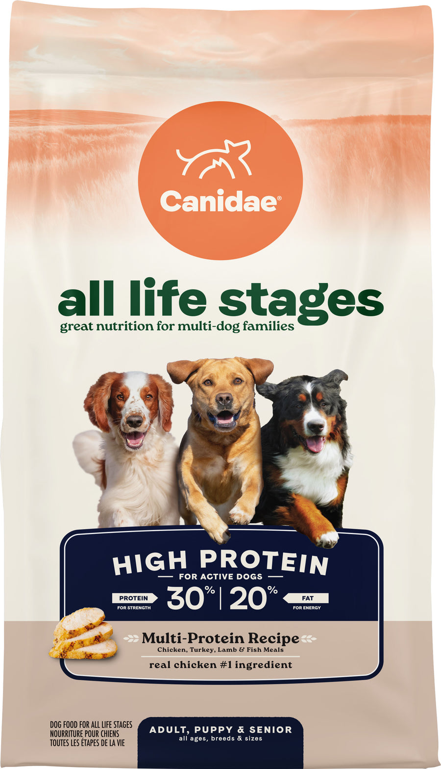 Canidae All Life Stages High Protein Dog Food, Chicken/Turkey/Lamb/Fish, 4 lb - Dry