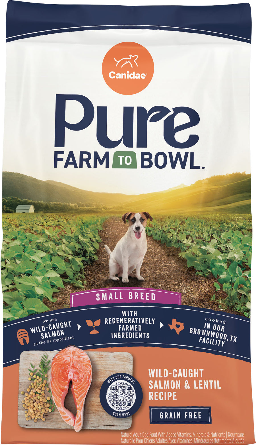 Canidae Pure Farm to Bowl Small Breed Grain Free Dog Food, Salmon, 10 lb - Dry