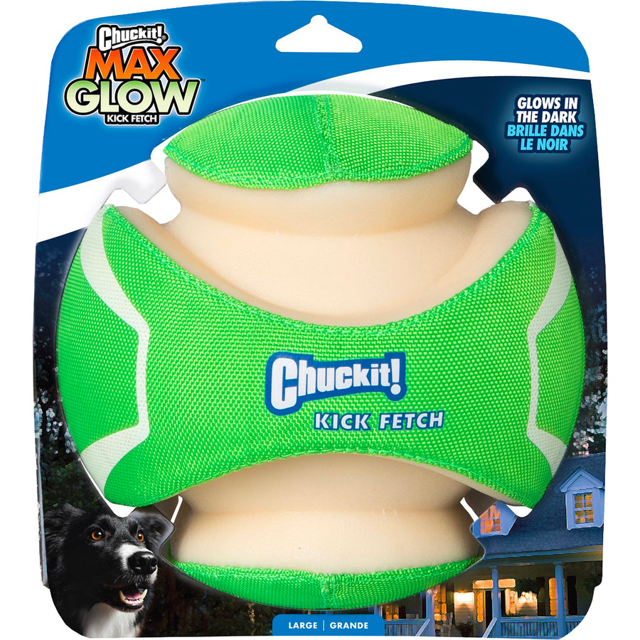 Chuckit! Max Glow Kick Fetch Ball, Green/White, LG - Rubber
