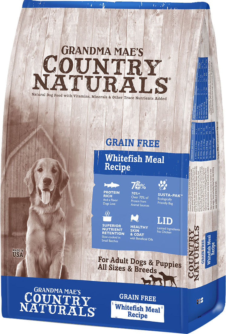Country Naturals Lid Grain Free Dog Food, Whitefish, 12 lb - Dry
