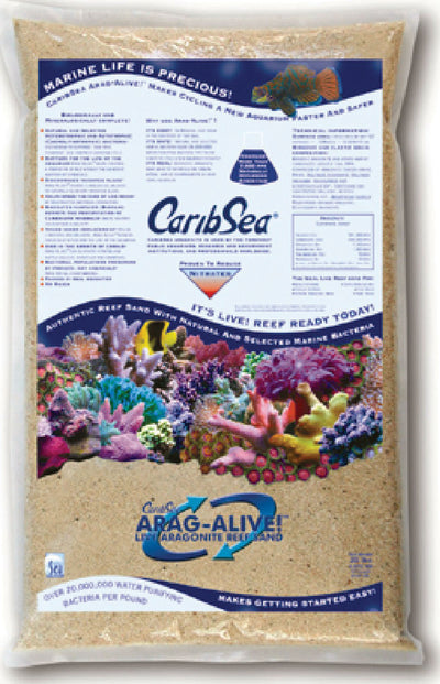 Caribsea Arag-Alive! Live Aragonite Reef Sand, Bahamas Oolite, 20 lb - Marine