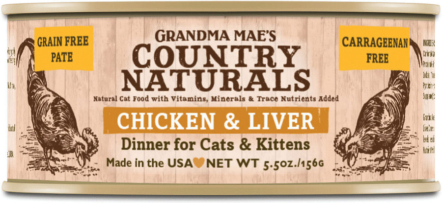 Country Naturals Pate Grain Free Cat&kitten Food, Chicken/Liver, 5.5 oz - Canned