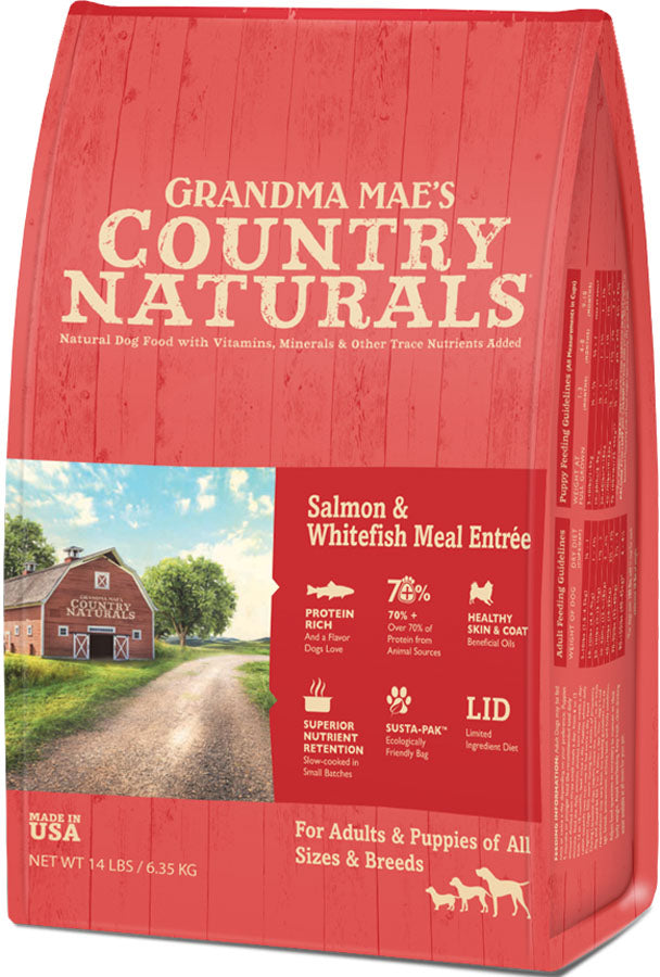 Country Naturals Lid Dog Food, Salmon/Whitefish, 12 lb - Dry