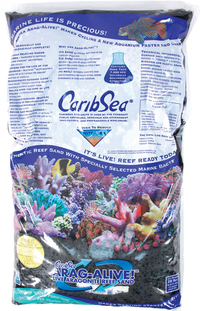 Caribsea Arag-Alive! Live Aragonite Reef Sand, Hawaiian Black, 20 lb - Marine
