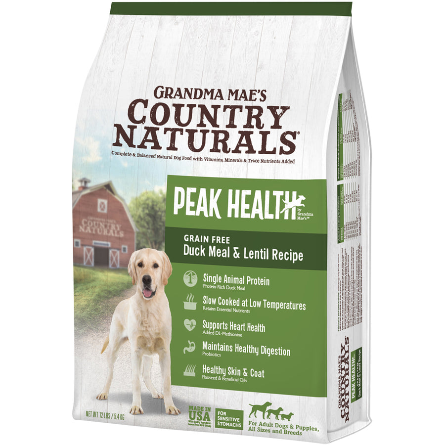 Peak Health Grain Free Dog Food, Duck/Lentil, 12 lb - Dry