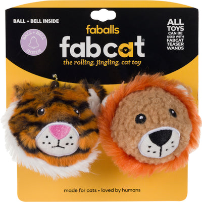 Fabcat Faball Lion and Tiger for Cats, Tan/Orange - General