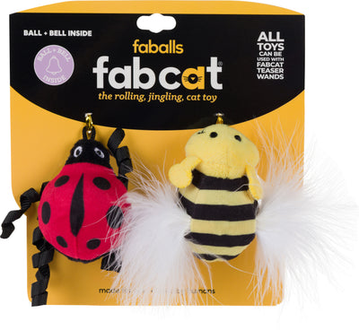 Fabcat Faball Lady Bug and Bumble Bee for Cats, Red/Yellow - General