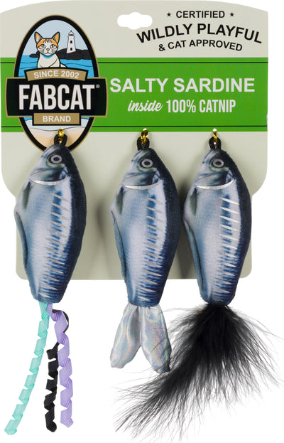 Fabcat Foodies Salty Sardines for Cats, Gray - Catnip