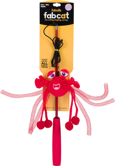 Fabcat Faball Crab Teaser for Cats, Red - Interactive