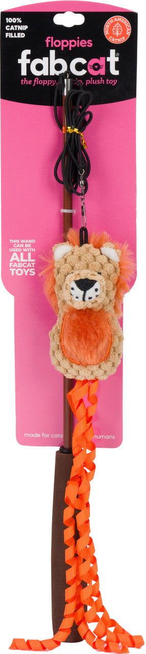 Fabcat Floppy Lion Teaser for Cats, Orange - Interactive