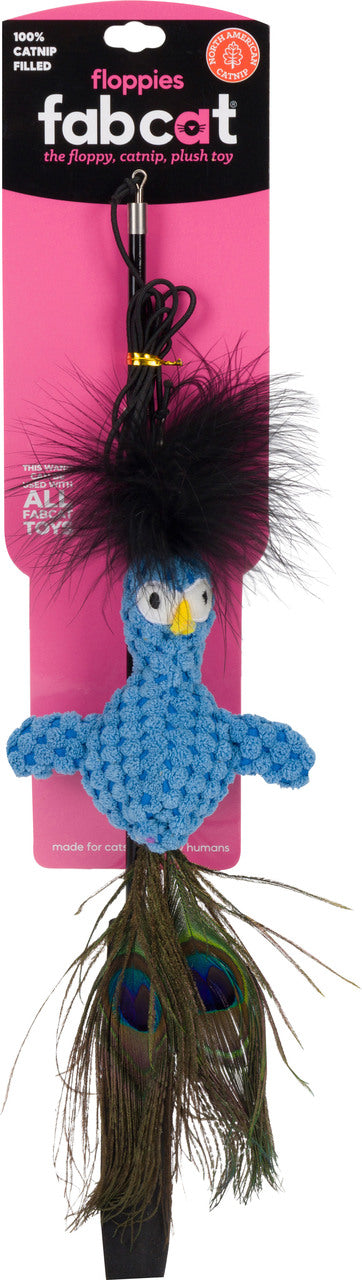 Fabcat Floppy Peacock Teaser for Cats, Blue - Interactive