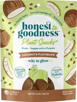 Honest to Goodness Way to Glow Skin & Coat Treats, Coconut/Flax, 8 oz - Edible Bones & Biscuits