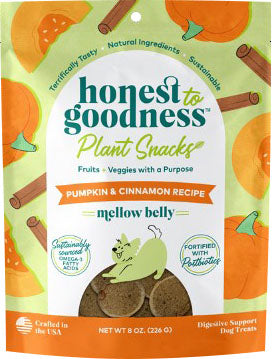 Honest to Goodness Mellow Belly Digestive Treats, Pumpkin/Cinnamon, 8 oz - Edible Bones & Biscuits