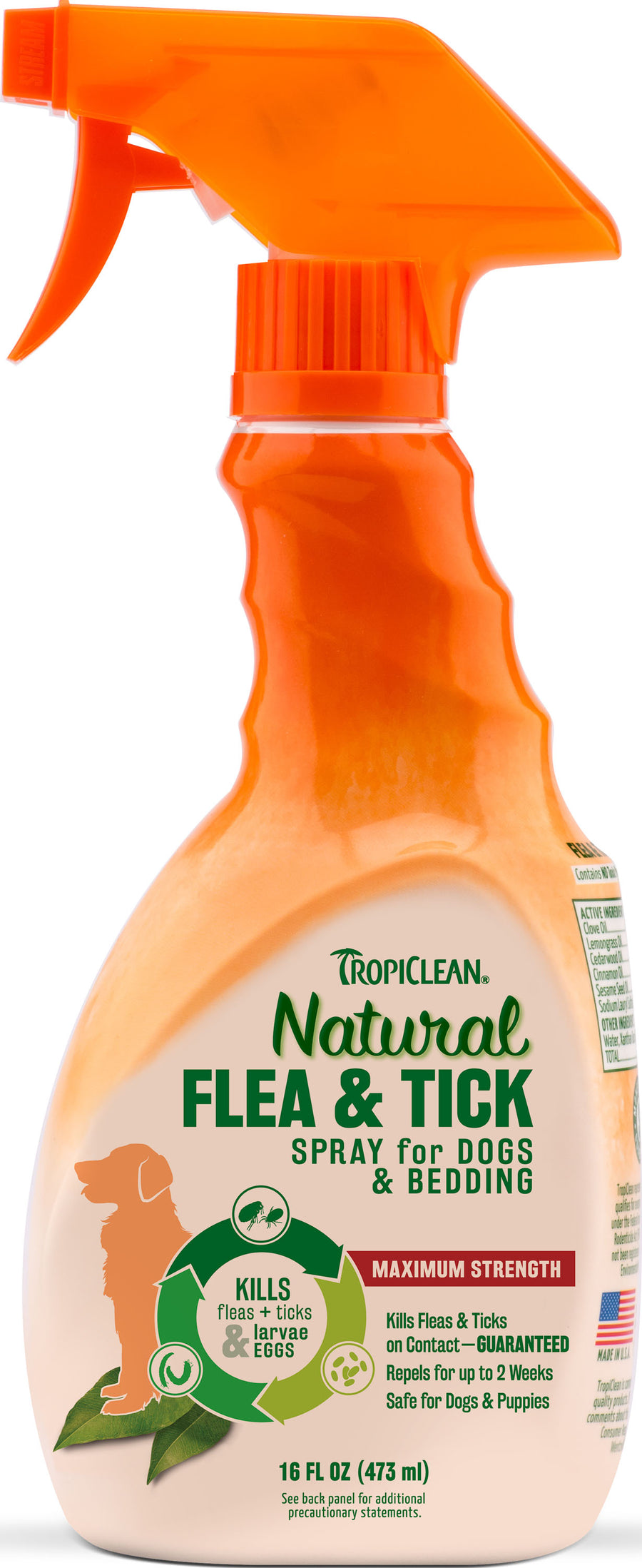 Tropiclean Natural Flea & Tick Dog and Bedding Spray, Fresh Scent, 16 oz - Sprays