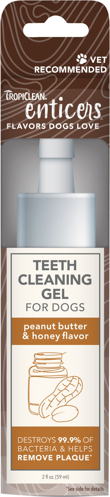 Tropiclean Enticers Teeth Cleaning Gel for Dogs, Honey/Peanut Butter, 2 oz - Dental Care