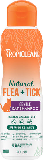 Tropiclean Natural Flea & Tick Gentle Shampoo for Cats, 12 oz - Shampoo/Dips