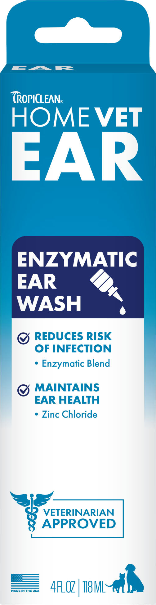 Tropiclean Homevet Enzymatic Ear Wash, 4 oz - Ear Care