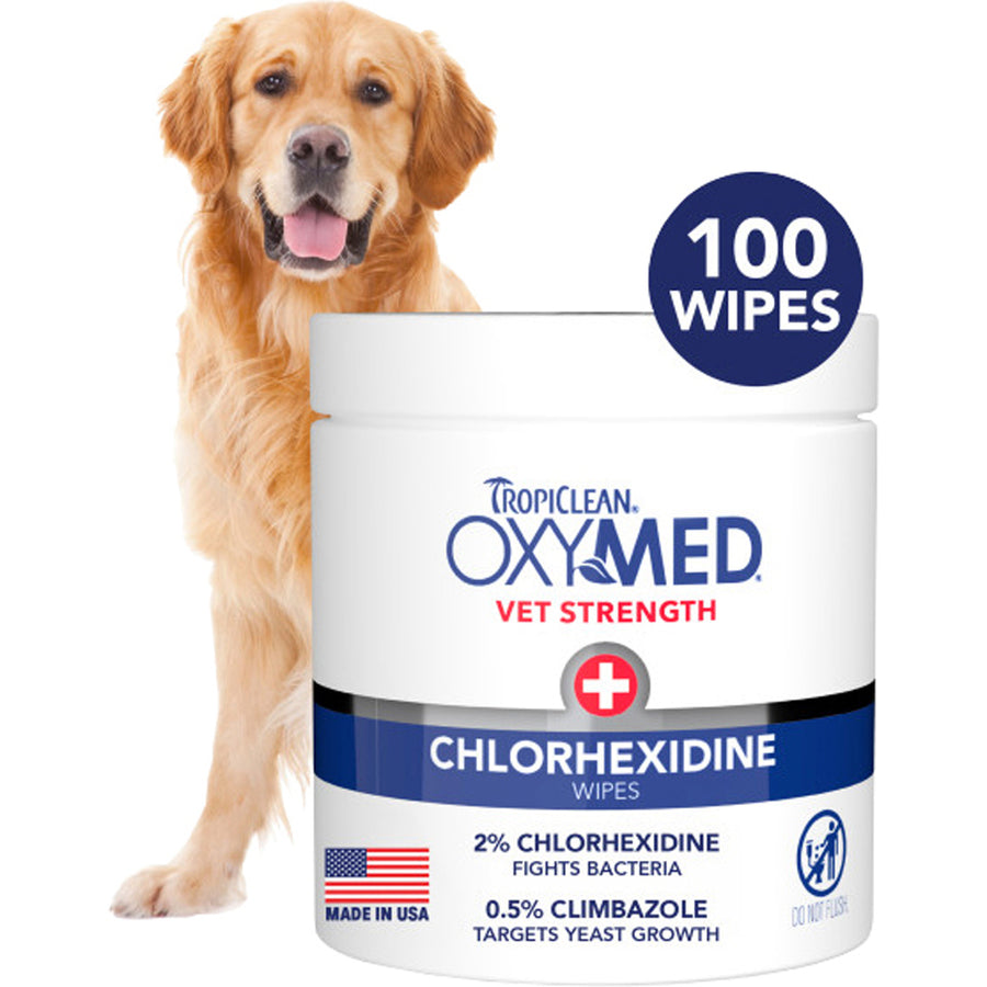 Tropiclean Oxymed Chlorhexidine Wipes, 100 ct - Shampoos & Wipes