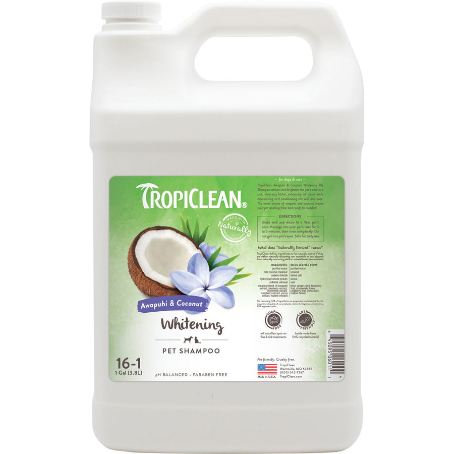 Tropiclean Whitening Pet Shampoo, Awapuhi/Coconut, 1 gal - Shampoos & Wipes