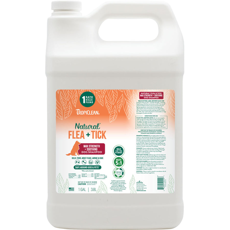 Tropiclean Natural Flea & Tick Shampoo Plus Soothing, 1 gal - Shampoos/Dips