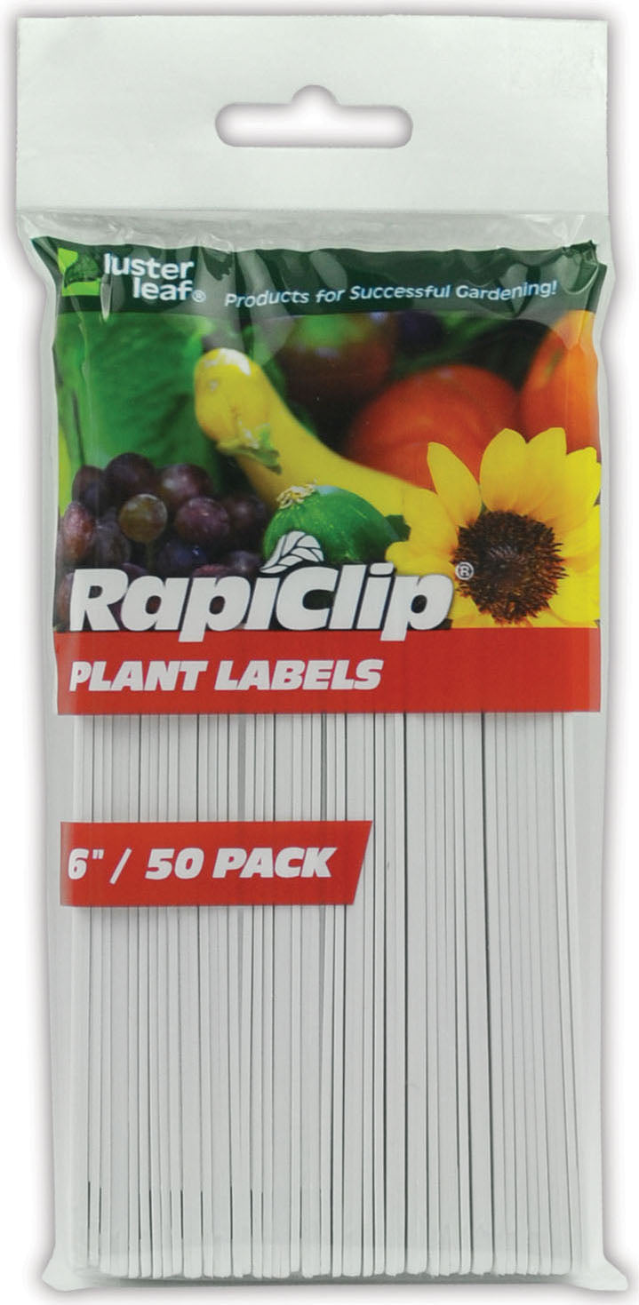 Luster Leaf Rapiclip Plastic Plant Labels, White, 6 in-50 pk - Stakes and Supports