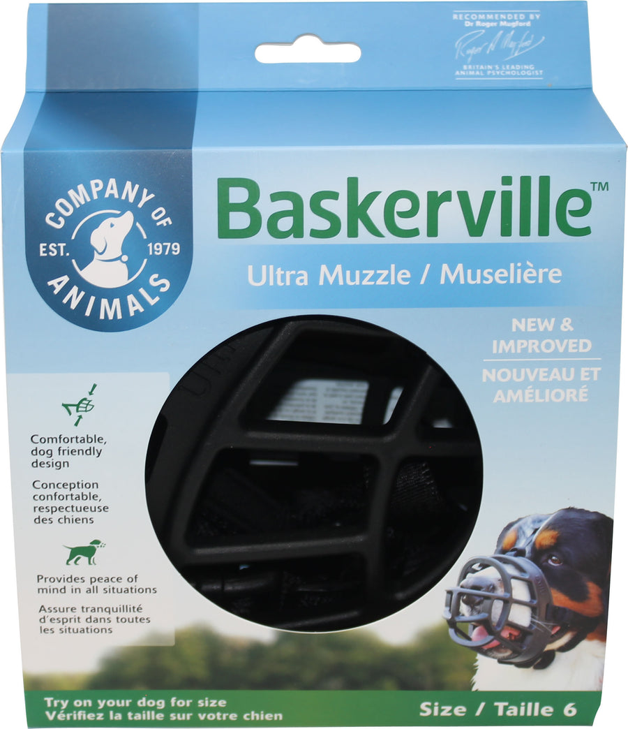 Baskerville Ultra Moldable Muzzle, Black, Sz 6 - Muzzles
