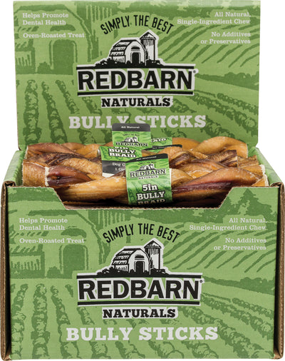 Redbarn Naturals Braided Bully Sticks, 5 in - Rawhide/ Body Parts