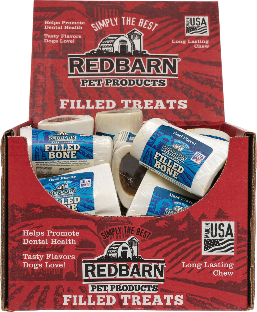 Redbarn Filled Bone, Beef, SM - Rawhide/ Body Parts