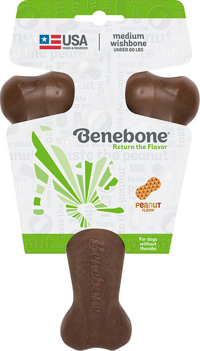 Benebone Wishbone, Peanut Butter, MD - Hard Plastic
