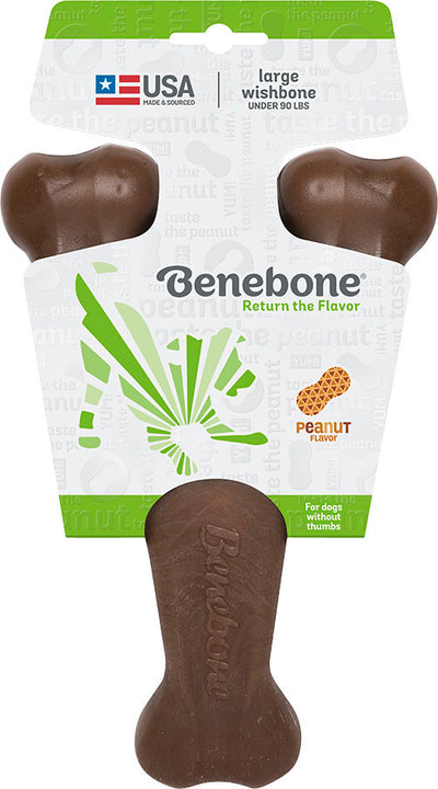 Benebone Wishbone, Peanut Butter, LG - Hard Plastic