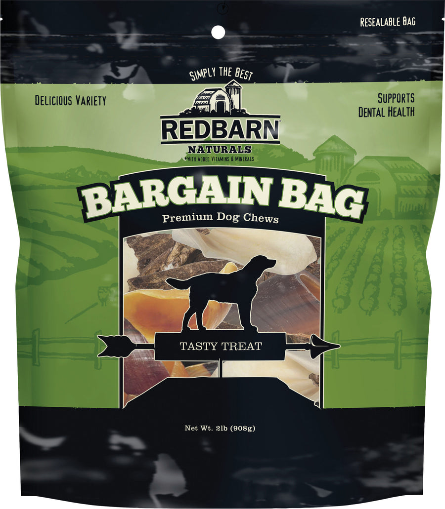 Redbarn Naturals Bargain Bag Tasty Treats, 2 lb - Rawhide/ Body Parts