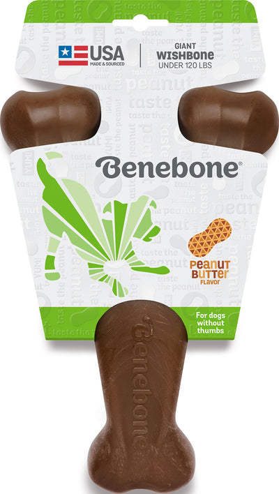 Benebone Wishbone, Peanut Butter, Giant - Hard Plastic
