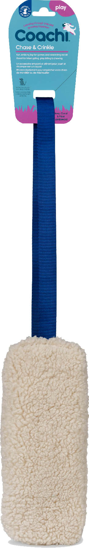 Company of Animals Coachi Chase & Crinkle Lambswool Play Toy, Coral/Navy, LG - Training Aids