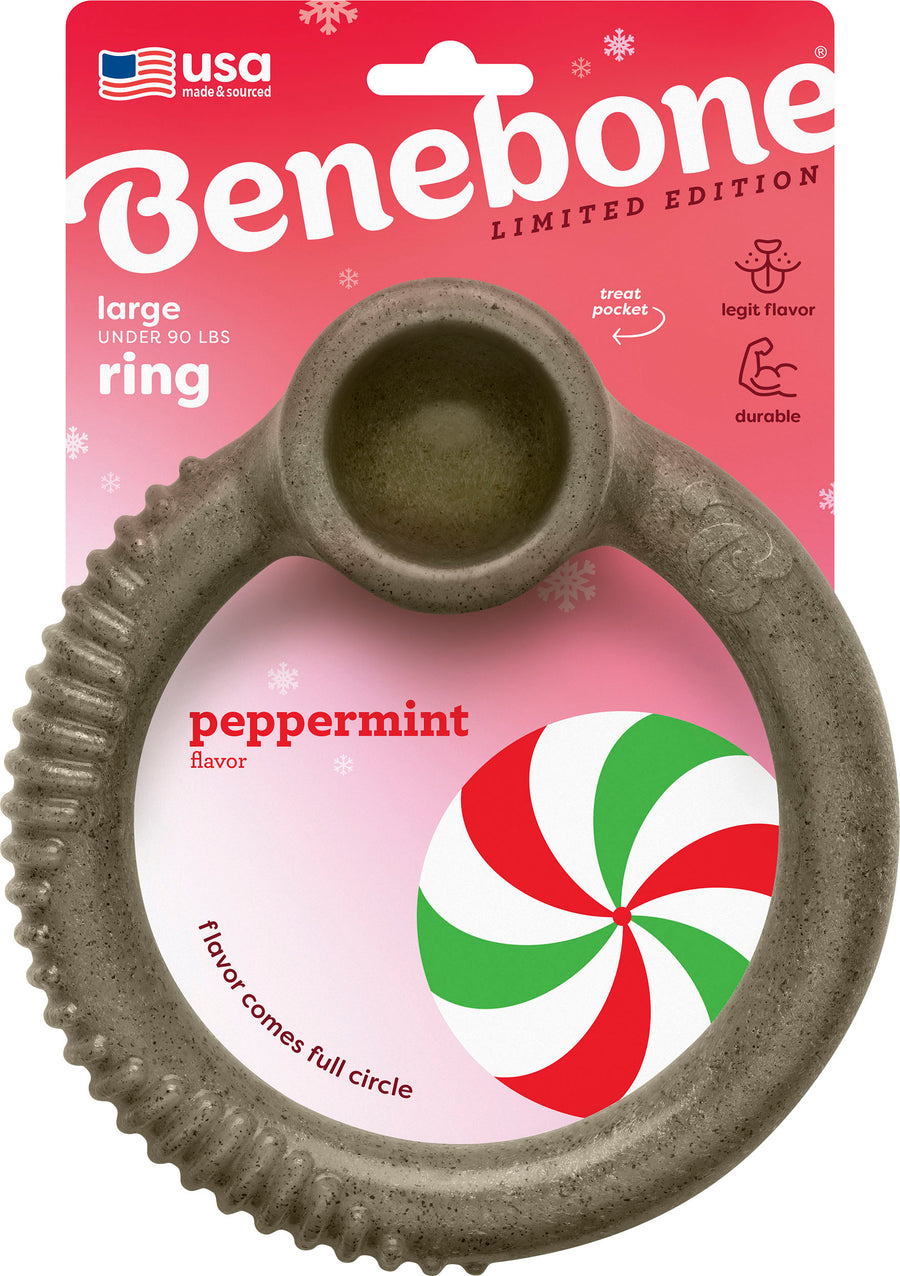 Benebone Holiday Ring, Peppermint, LG - Christmas