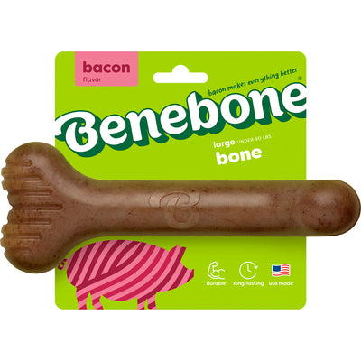 Benebone Bone, Bacon, LG - Hard Plastic