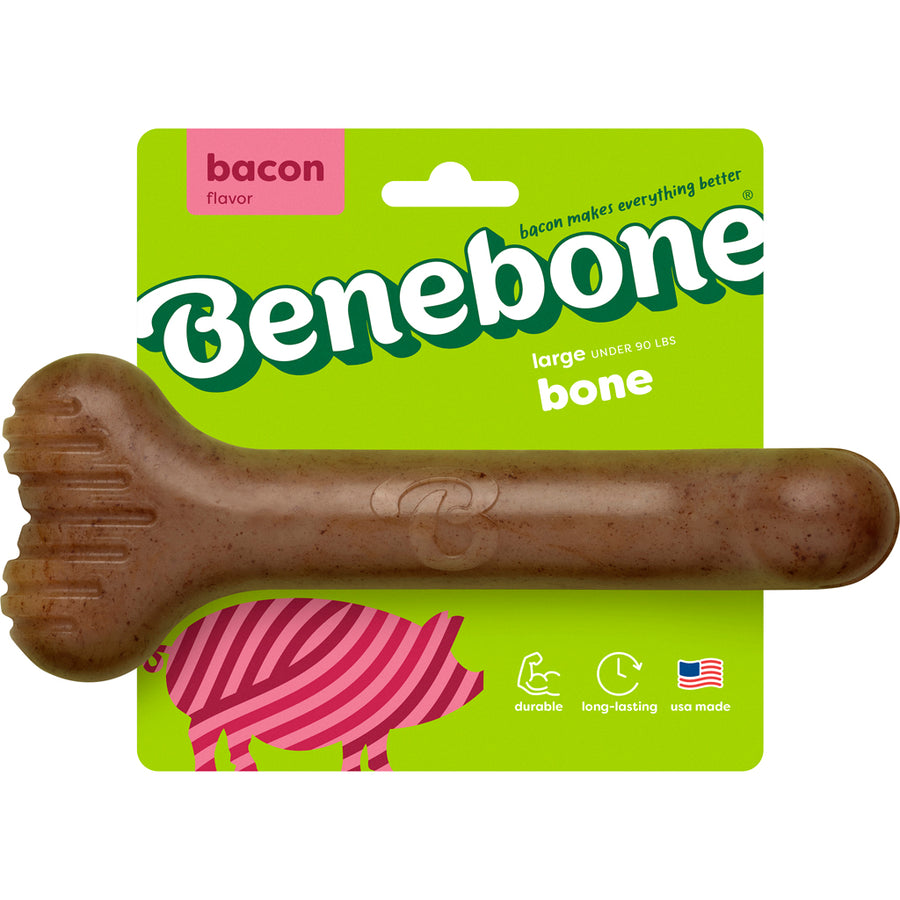 Benebone Bone, Bacon, LG - Hard Plastic
