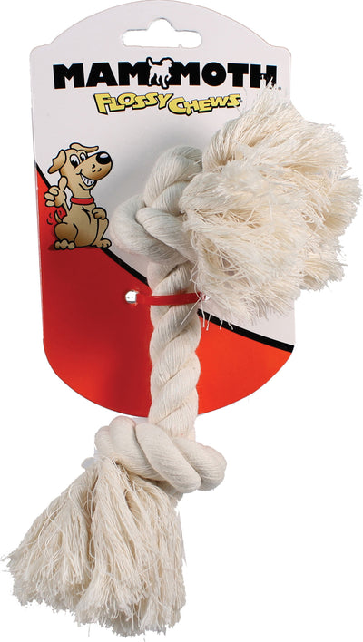 Mammoth Flossy Chews Cotton Rope Bone, White, 9 in