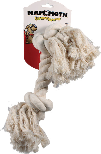 Mammoth Flossy Chews Cotton Rope Bone, White, 16 in
