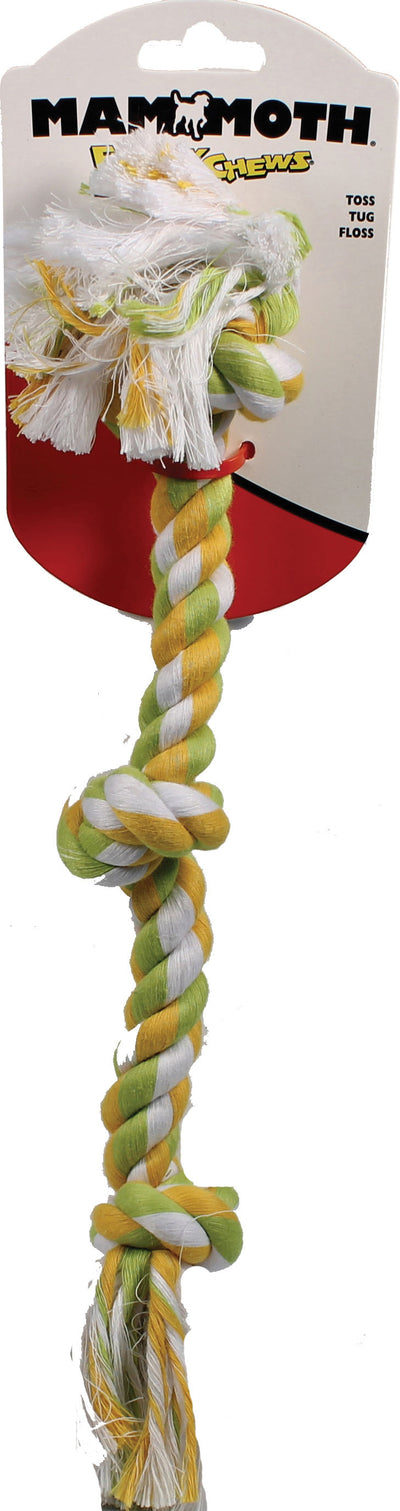 Mammoth Flossy Chews Color 3 Knot Rope Tug, Multi, 15 in