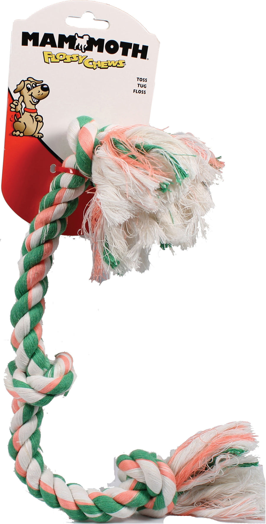 Mammoth Flossy Chews Color 3 Knot Rope Tug, Multi, 20 in