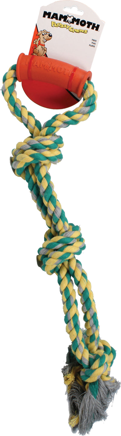 Mammoth Flossy Chews Twin Tug W/Rubber Handle, Multi, 20 in - Rope