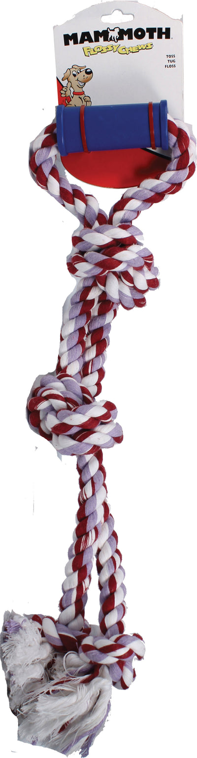 Mammoth Flossy Chews Twin Tug W/Rubber Handle, Multi, 24 in - Rope