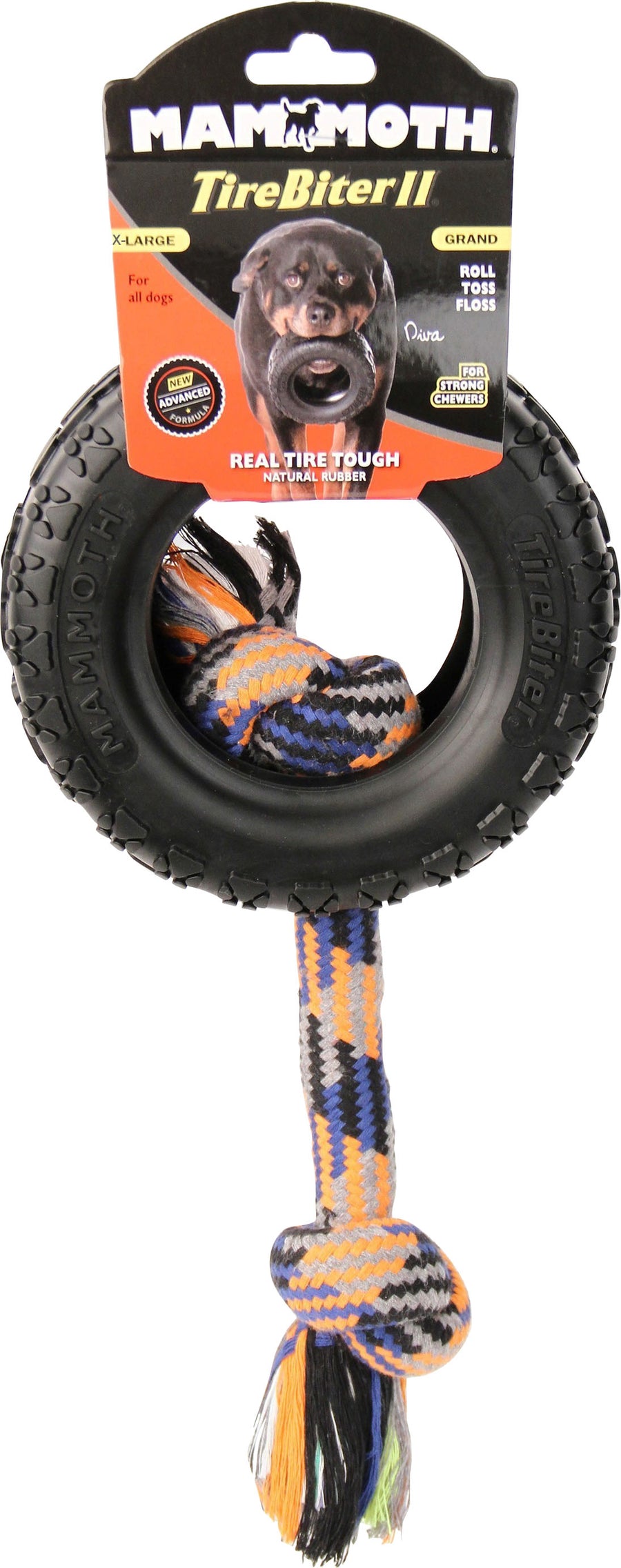 Mammoth Tirebiter II W/Rope, Black, XL - Rubber