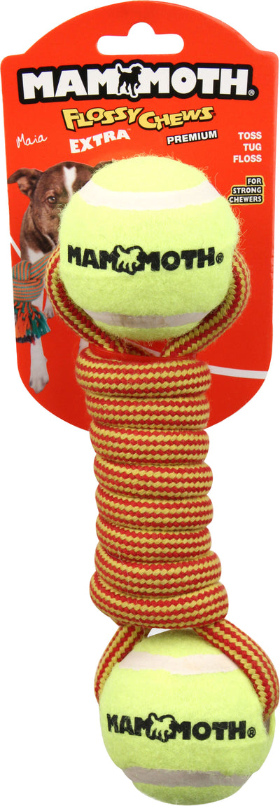 Mammoth Extra Twister Bone w/2 Tennis Balls, Multi, 9 in - Rope