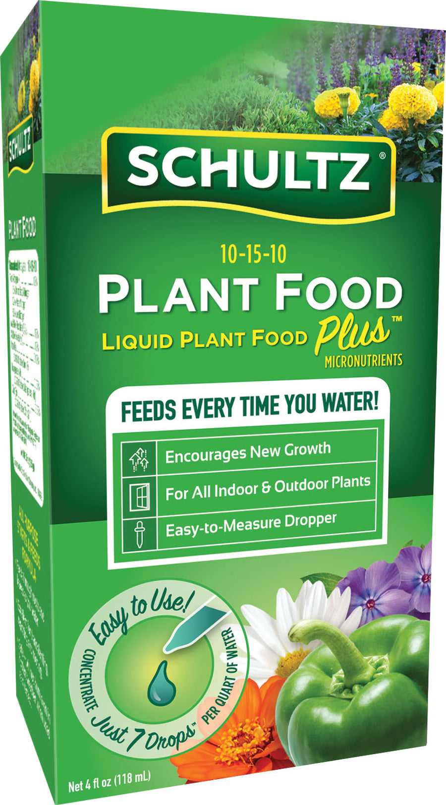 Schultz Plant Food Plus Liquid Plant Food 10-15-10, 4 oz - Liquid and Water Soluble
