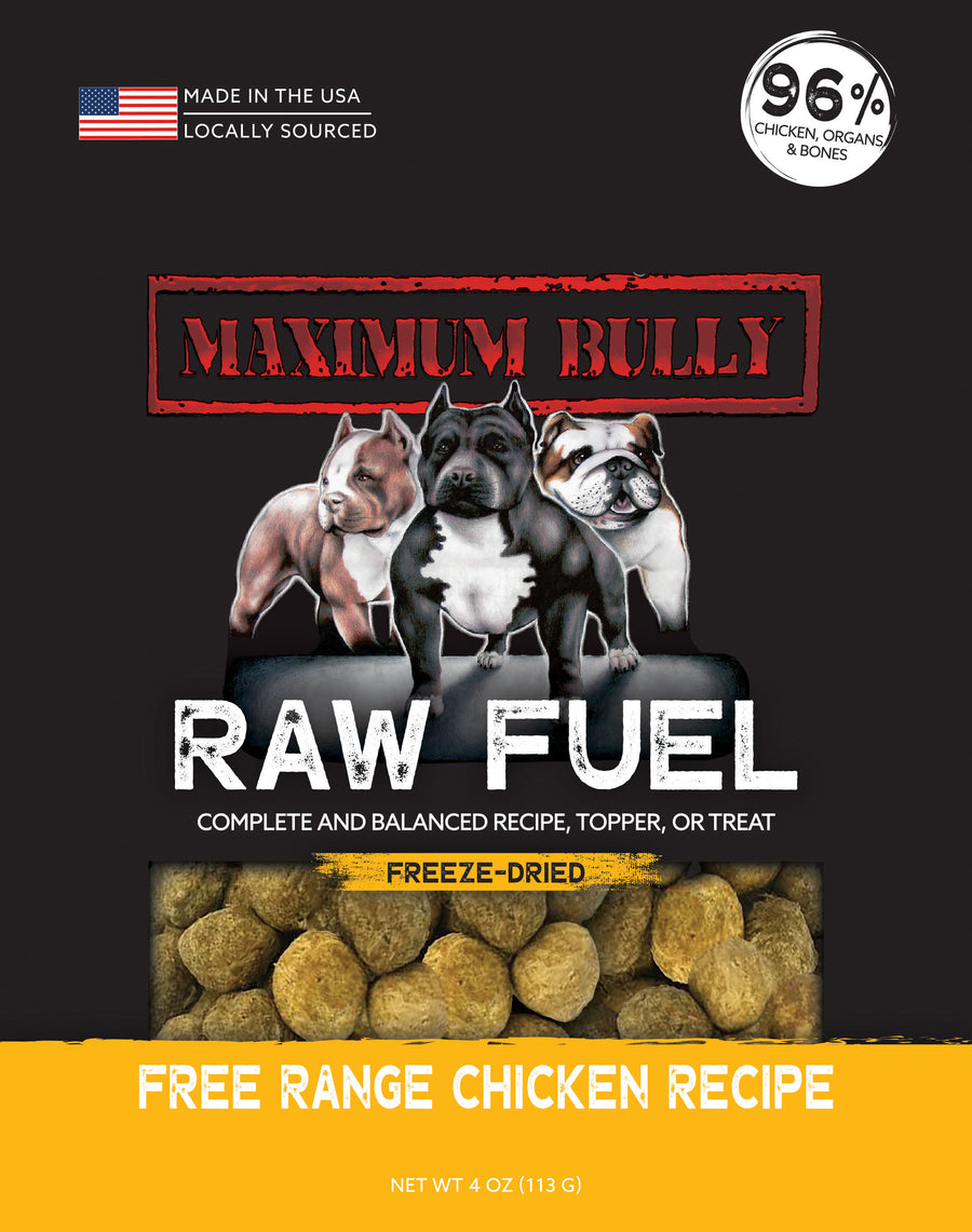 Maximum Bully Raw Fuel Treats, Chicken, 4 oz - Edible Bones & Biscuits