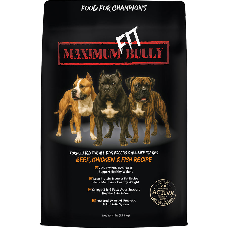 Maximum Fit Bully Dog Food, Beef/Chicken/Fish, 4 lb - Dry