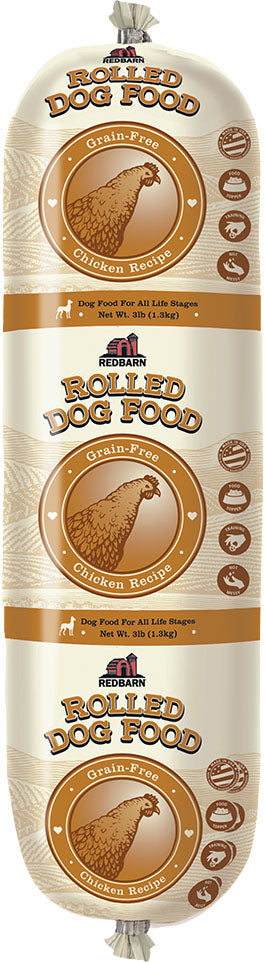 Redbarn Naturals Rolled Grain Free Dog Food, Chicken, 3 lb - Rolls